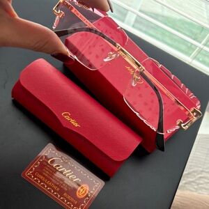 Cartier Women's Glasses in Red and Gold